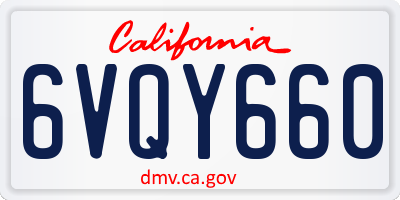 CA license plate 6VQY660