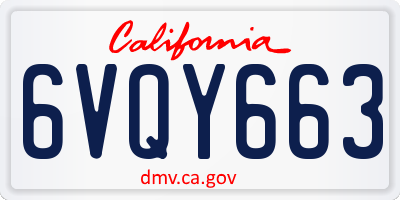 CA license plate 6VQY663