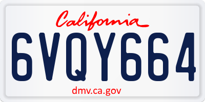 CA license plate 6VQY664