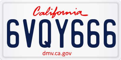 CA license plate 6VQY666