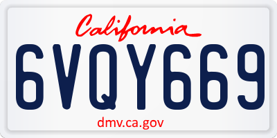 CA license plate 6VQY669