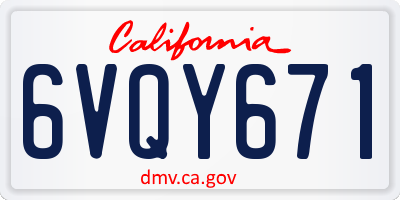CA license plate 6VQY671