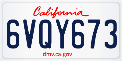 CA license plate 6VQY673