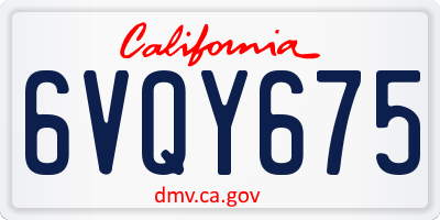 CA license plate 6VQY675