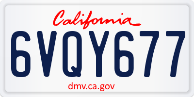 CA license plate 6VQY677