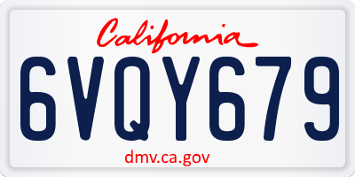 CA license plate 6VQY679