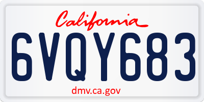 CA license plate 6VQY683