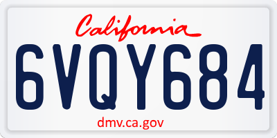 CA license plate 6VQY684
