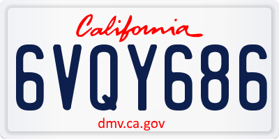 CA license plate 6VQY686