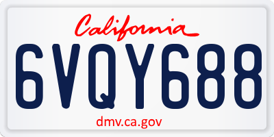 CA license plate 6VQY688