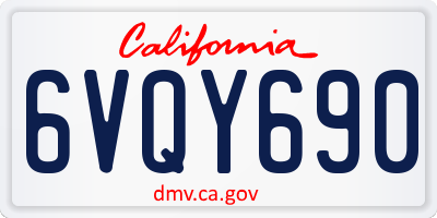 CA license plate 6VQY690