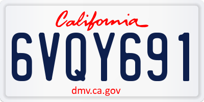 CA license plate 6VQY691