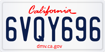 CA license plate 6VQY696