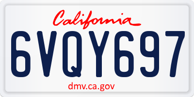 CA license plate 6VQY697