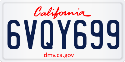 CA license plate 6VQY699