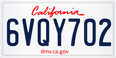 CA license plate 6VQY702