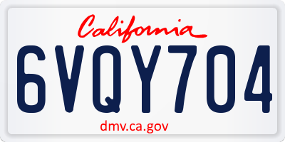 CA license plate 6VQY704