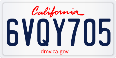 CA license plate 6VQY705