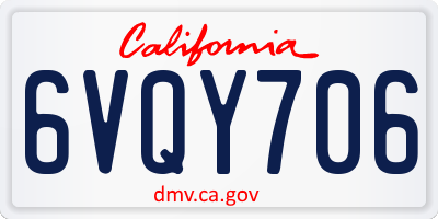 CA license plate 6VQY706
