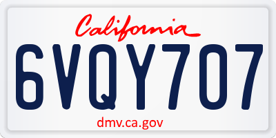 CA license plate 6VQY707