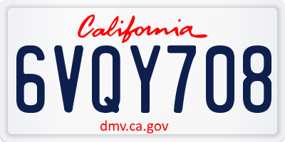 CA license plate 6VQY708