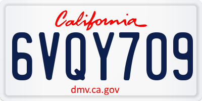 CA license plate 6VQY709