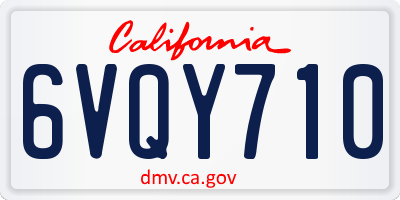 CA license plate 6VQY710
