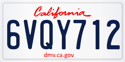 CA license plate 6VQY712