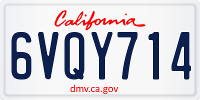 CA license plate 6VQY714