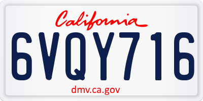 CA license plate 6VQY716