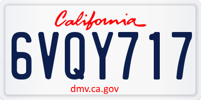 CA license plate 6VQY717