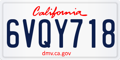 CA license plate 6VQY718