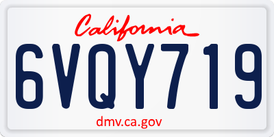 CA license plate 6VQY719