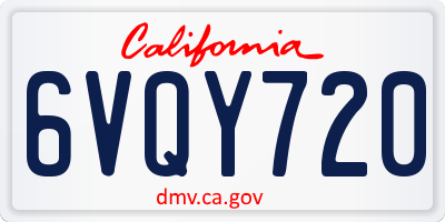 CA license plate 6VQY720
