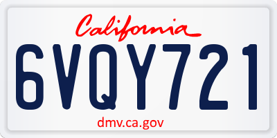 CA license plate 6VQY721