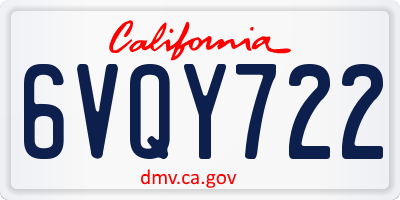 CA license plate 6VQY722