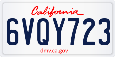 CA license plate 6VQY723