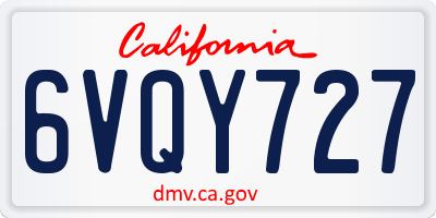 CA license plate 6VQY727