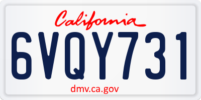 CA license plate 6VQY731