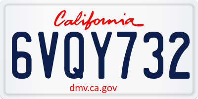 CA license plate 6VQY732