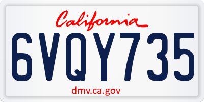 CA license plate 6VQY735