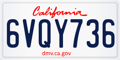 CA license plate 6VQY736