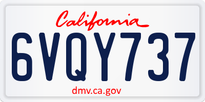 CA license plate 6VQY737