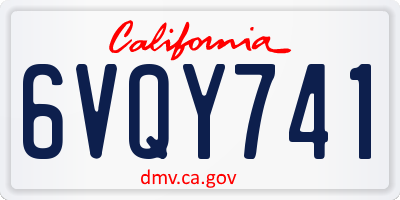 CA license plate 6VQY741