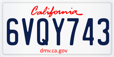 CA license plate 6VQY743