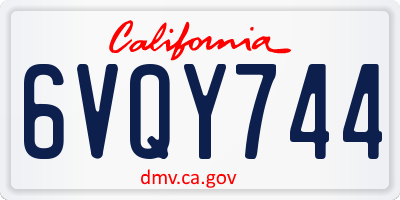 CA license plate 6VQY744