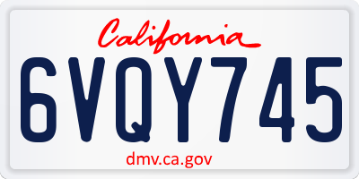 CA license plate 6VQY745