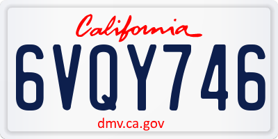 CA license plate 6VQY746