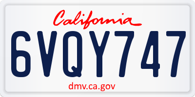 CA license plate 6VQY747
