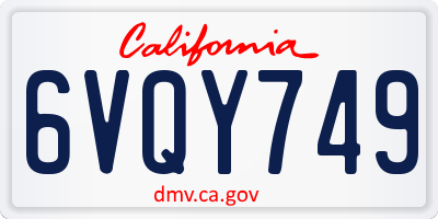CA license plate 6VQY749